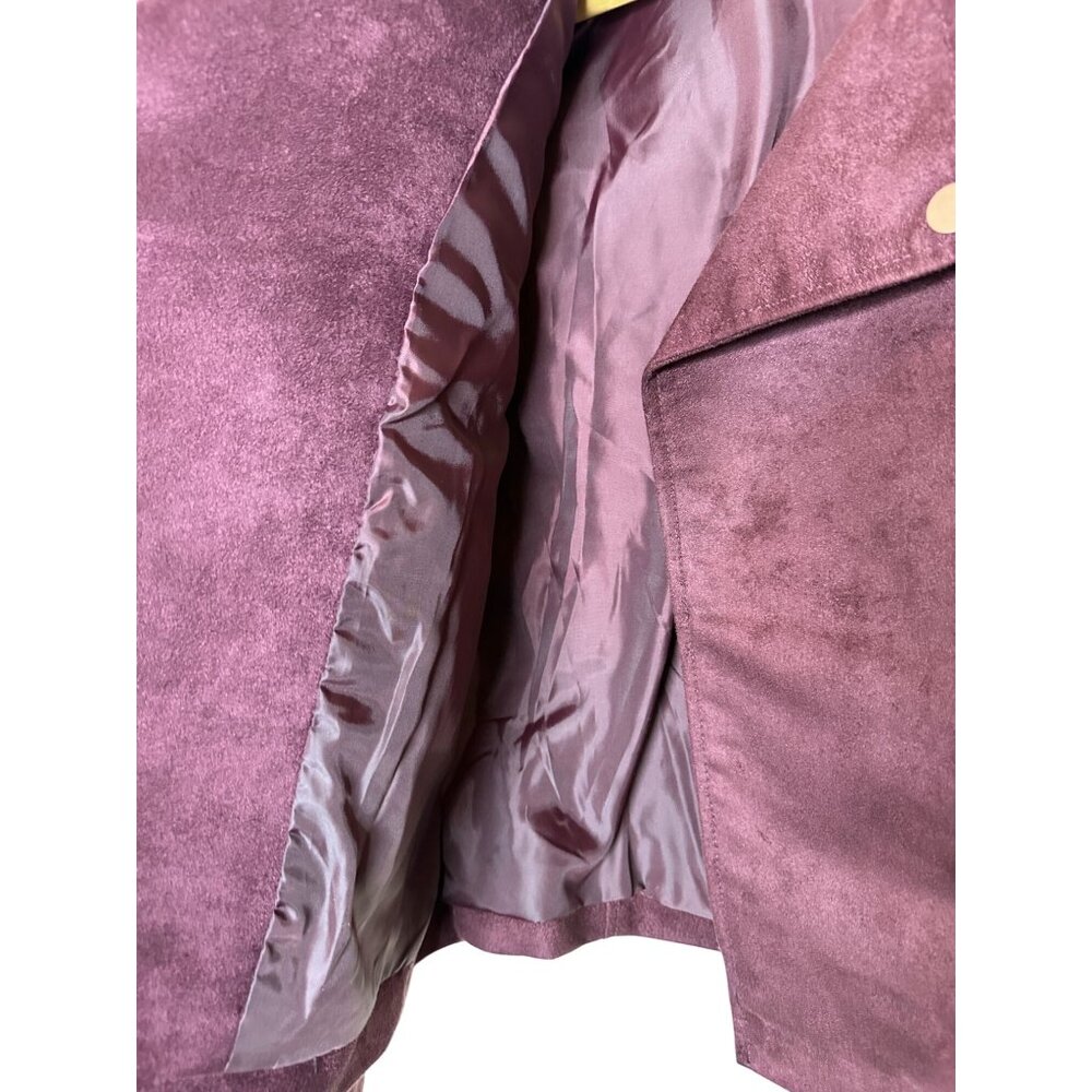 LC Lauren Conrad Faux Suede Size 8 Moto Jacket Belted Waist Rose Zipper Accents - Picture 7 of 9